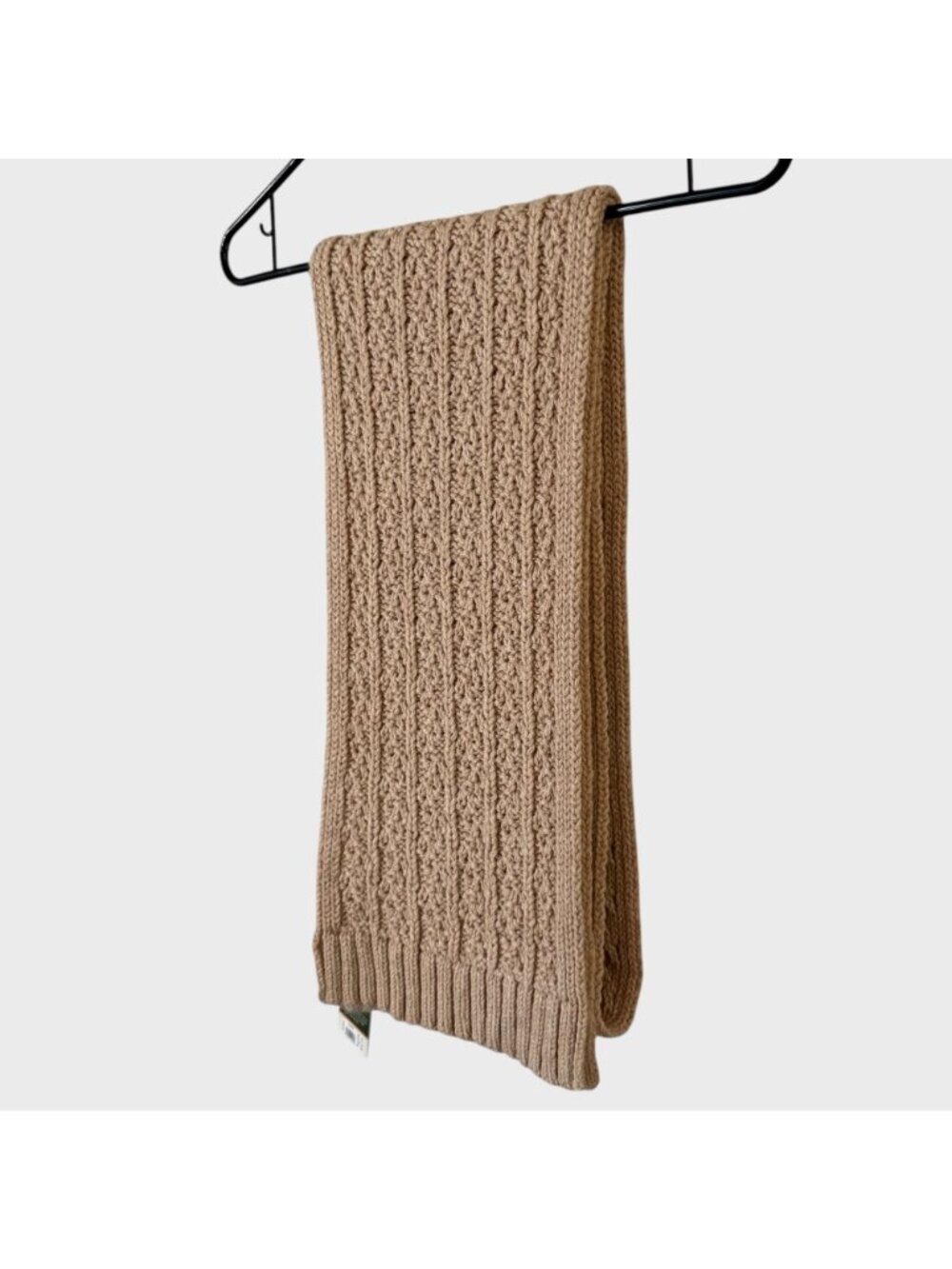 Eddie Bauer Cable Knit Scarf Khaki/Tan Women's O/S Chunky Soft Warm Winter NEW - Picture 3 of 8